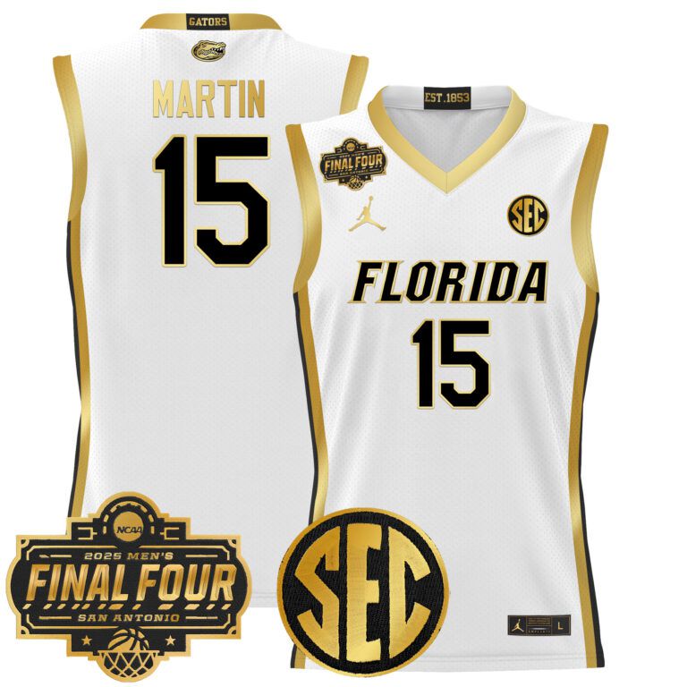 Men Florida Gators #15 Martin white 2025 Final Four Patch NCAA Jersey->ncaa teams->NCAA Jersey
